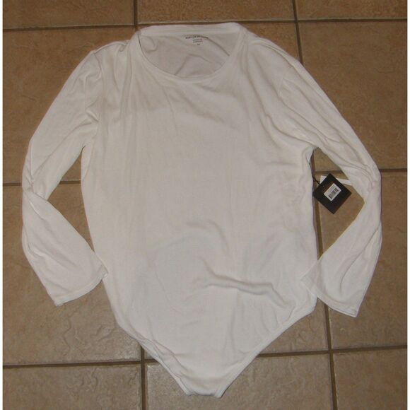 NEW White Plus Sz 3X Soft Stretchy Ribbed Long Sleeve Bodysuit FOR LUV OF DENIM - Picture 3 of 5